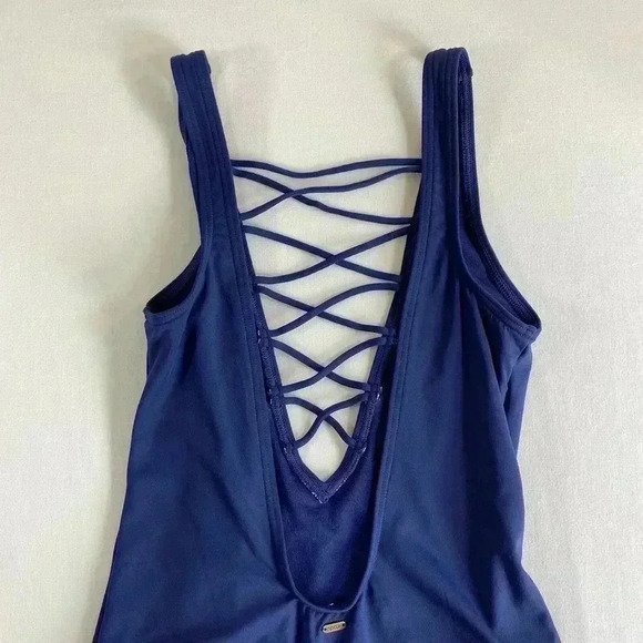 Rip Curl XS Navy Criss Cross Open Front Cheeky One Piece Scoop Back Swimsuit - Picture 4 of 10